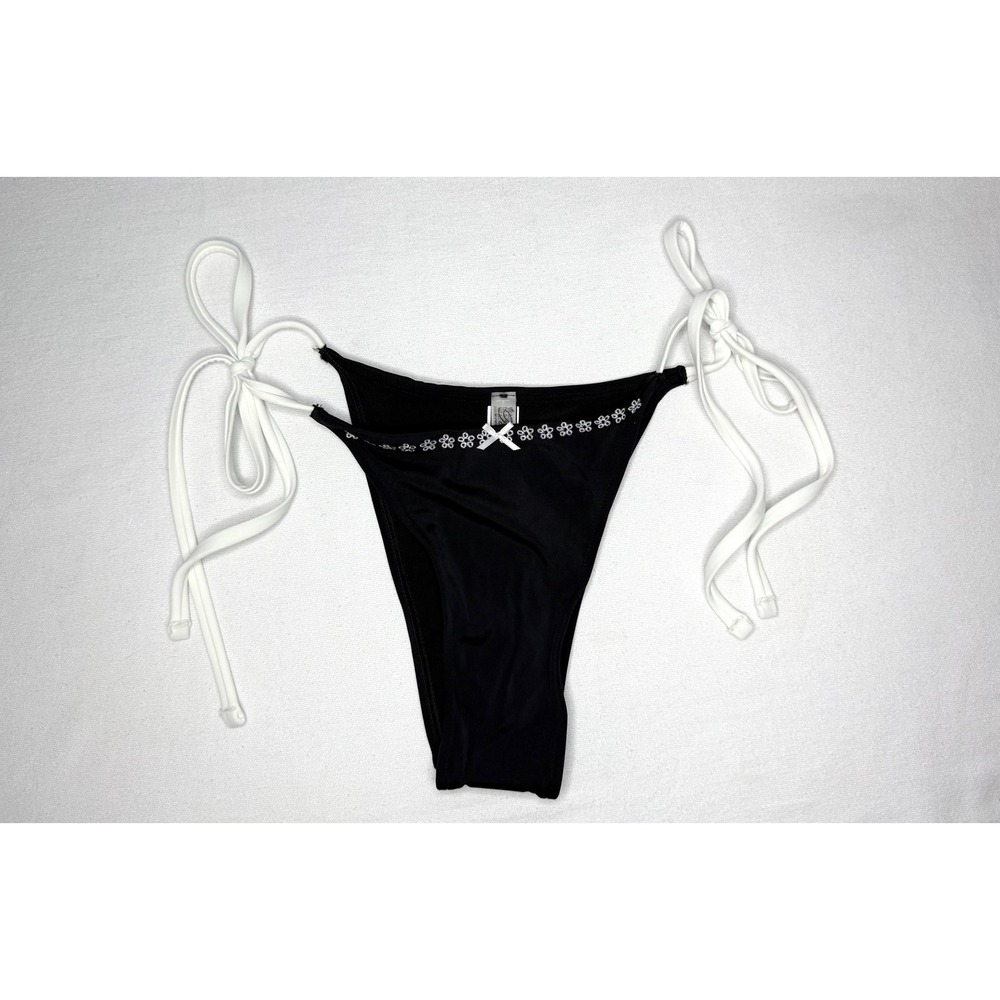 Frankie's x Victorias VS PINK Rosemary Bikini Bottom‎ M Black Floral Side Tie
